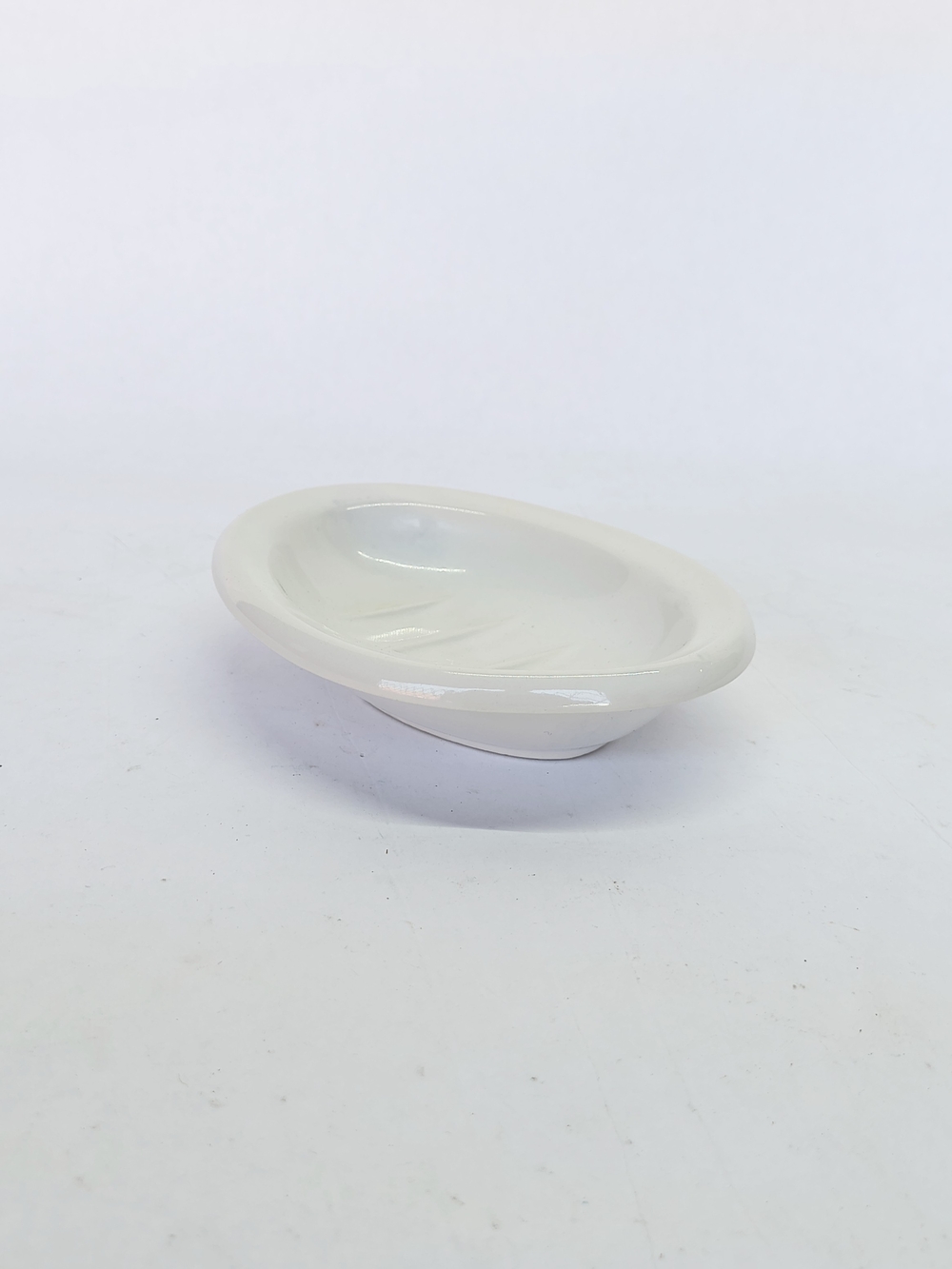 VINTAGE White Oval Ceramic Bathroom Sink Soap Dish 5.5"